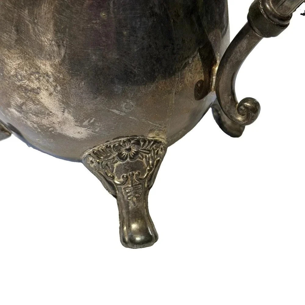 Vintage International Silver Co Silverplate Coffee Tea Pot Ornate Footed 9